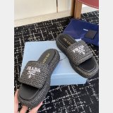 Prada Raffia Flatform Slide Sandal