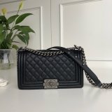 AAA+ CC Le Boy Luxury Replica Black Bags Caviar 25cm