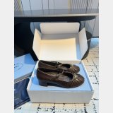prada Crinkled leather Mary Jane ballet flats