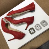 TOP Manolo Blahnik HANGISI GLITTER Fabric Jewel Buckle Pumps