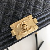 AAA+ CC Le Boy Luxury Replica Black Bags Caviar 25cm