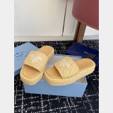 Prada Raffia Flatform Slide Sandal