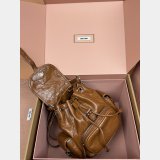 MIU MIU Crackle-finish cowhide Leather backpack Medium 5BZ043