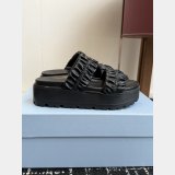 Prada Matelasse nappa leather flatform slides