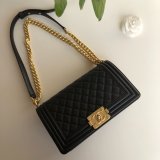 AAA+ CC Le Boy Luxury Replica Black Bags Caviar 25cm