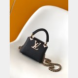 Buy Outlet Replicas Louis Vuitton Capucines Black Bag NANO M10166