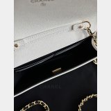2026 CC Shiny Grained Calfskin Wallet on Chain