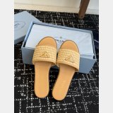 Prada Triangle Logo Raffia Flat Slide Sandals