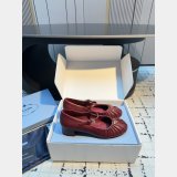 prada Crinkled leather Mary Jane ballet flats
