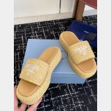 Prada Raffia Flatform Slide Sandal
