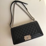 AAA+ CC Le Boy Luxury Replica Black Bags Caviar 25cm