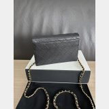 2026 CC Shiny Grained Calfskin Wallet on Chain