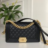 AAA+ CC Le Boy Luxury Replica Black Bags Caviar 25cm