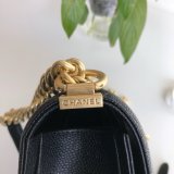 AAA+ CC Le Boy Luxury Replica Black Bags Caviar 25cm