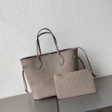 Louis Vuitton M45686 Knockoff Neverfull MM Monogram Empreinte Leather Tourterelle Gray
