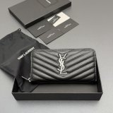 CASSANDRE MATELASSE ZIP AROUND WALLET IN GRAIN LEATHER