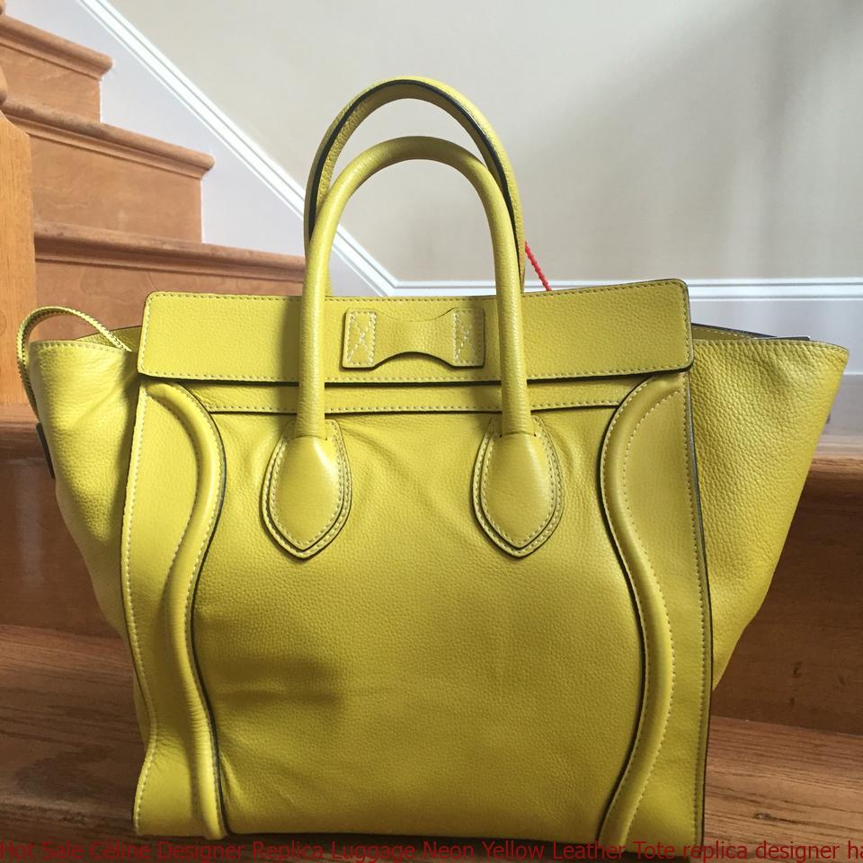 Hot Sale Céline Designer Replica Luggage Neon Yellow Leather Tote replica designer handbags uk ...