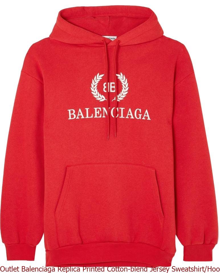 Outlet Balenciaga Replica Printed Cotton-blend Jersey Sweatshirt/Hoodie ...